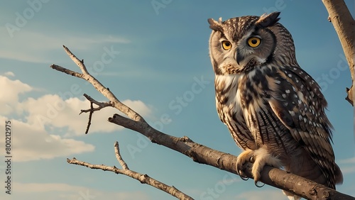 great horned owl (Bubo virginianus) flying just above the grass
 photo