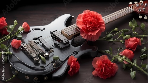 guitar and flowers
