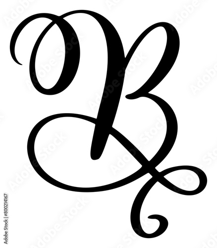 Hand drawn vector calligraphy letter B. Script logo font. Handwritten brush style flourish