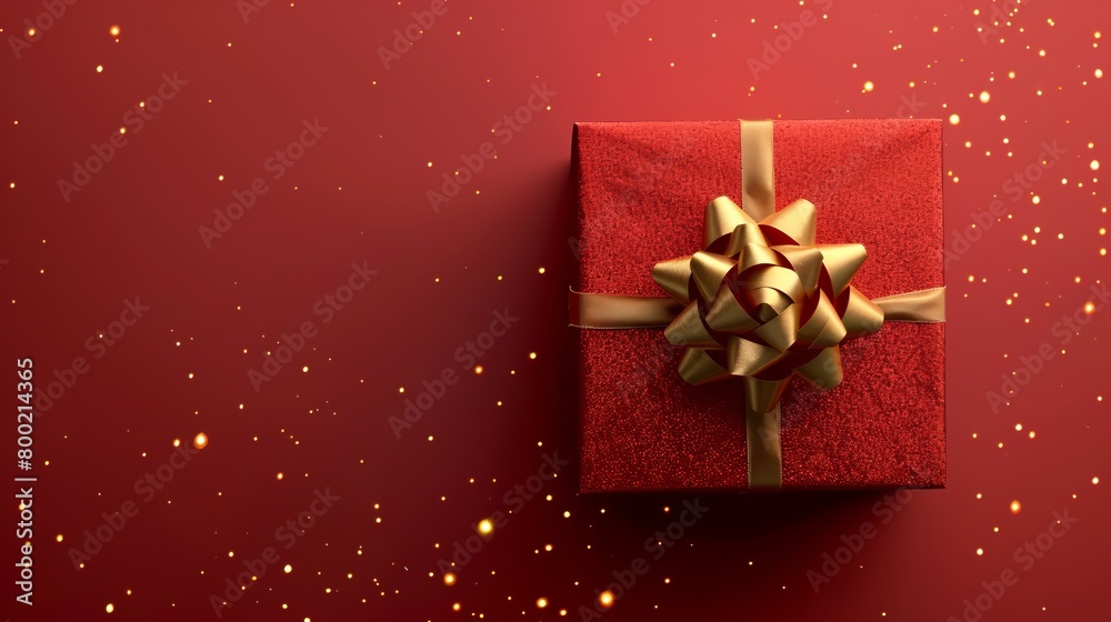 Christmas gift with bow, new year realistic photo Christmas gift with bow, new year realistic photo