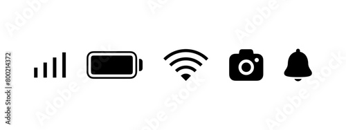 Mobile icons. Devices status bar icons. Vector scalable graphics