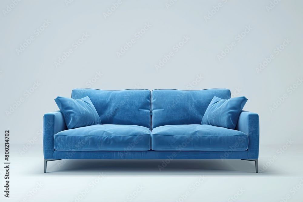 A sleek blue modern sofa with minimalist design