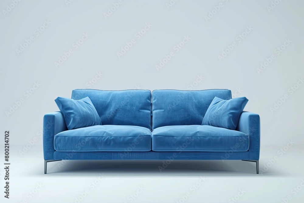 Fototapeta premium A sleek blue modern sofa with minimalist design