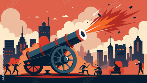The deafening blast of the cannon echoes through the city a reminder of the freedoms won and the ones still to be fought for.. Vector illustration