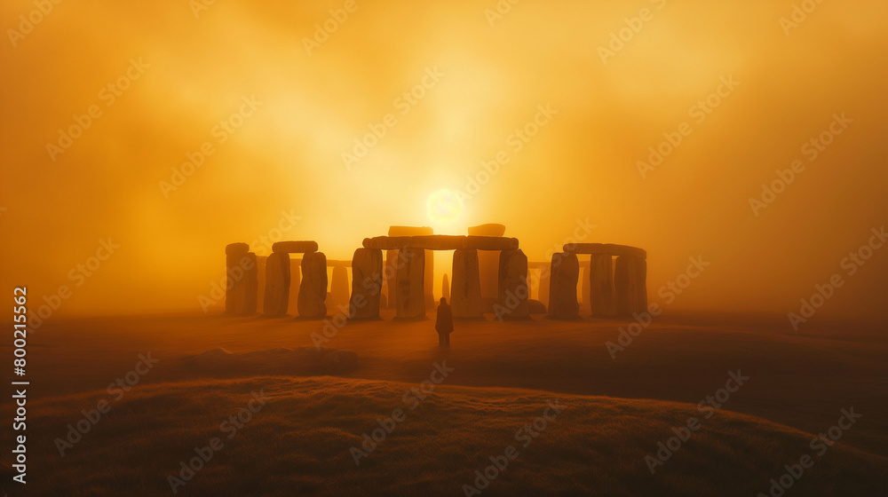  a photo of Stonehenge at sunrise.