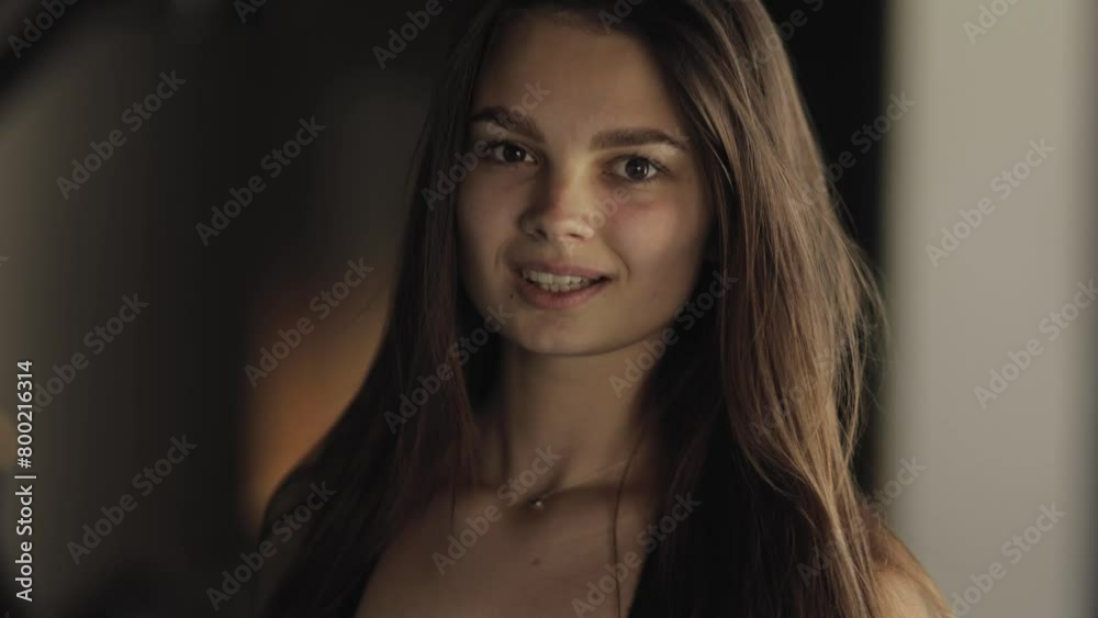 Real time, close-up portrait of a sporty, attractive girl in the gym, confident, model gait, active lifestyle, lifestyle, gym, health, facial radiance, youth and strength, confidence and success Real time, close-up portrait of a sporty, attractive girl in the gym, confident, model gait, active lifestyle, lifestyle, gym, health, facial radiance, youth and strength, confidence and success