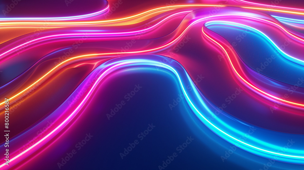 Naklejka premium A digital abstract landscape, futuristic neon background