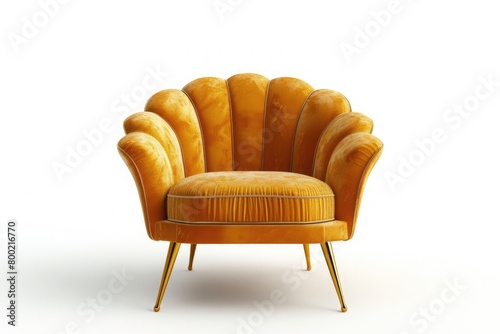An Art Deco armchair with scalloped edges