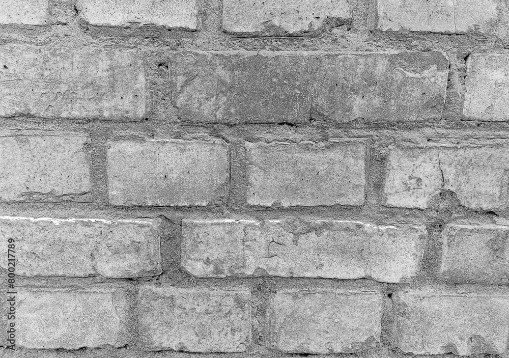 Fototapeta premium Brick wall pattern background. Pencil drawing sketch illustration