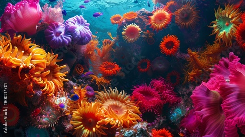 Colorful coral reef  Underwater scene with corals. Underwater world. Marine life.