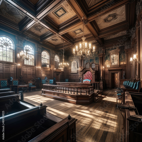 generated Illustration of  empty courthouse room interior