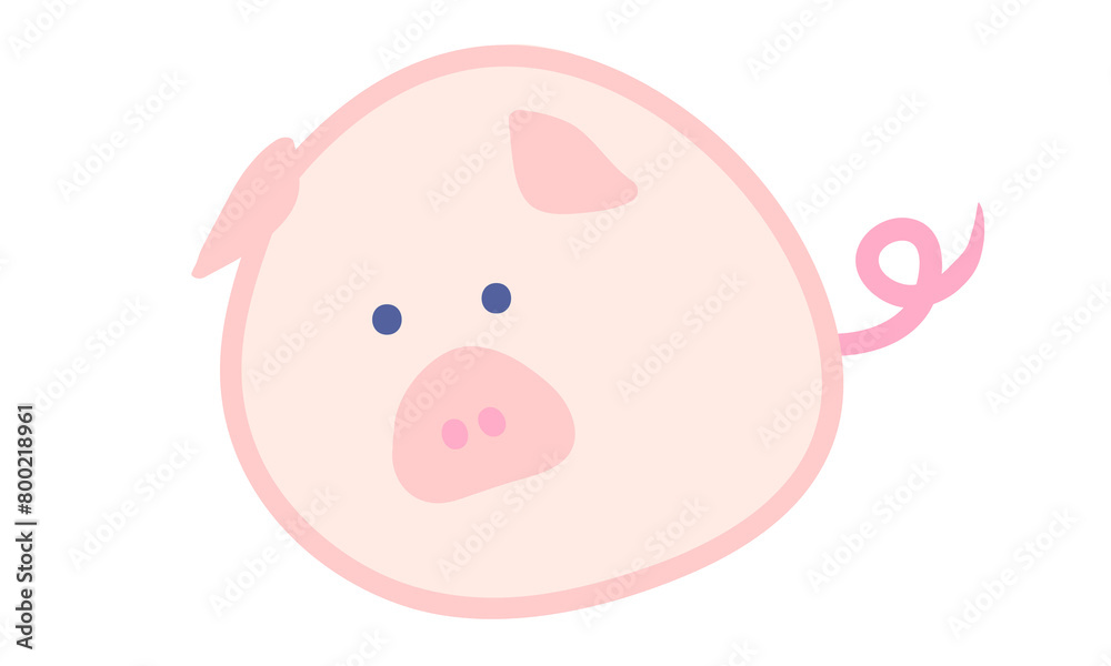 かわいい、物思いにふける豚のキャラクター かわいい、物思いにふける豚のキャラクター