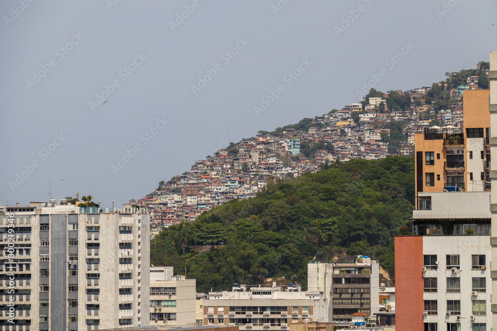 Vidigal Hill seen from the Ipanema neighborhood in Rio de Janeiro.