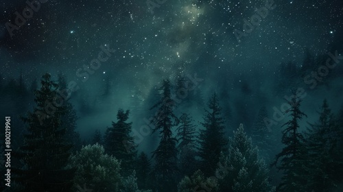 A image of a forest at night, with the Milky Way galaxy visible above the trees, symbolizing the Earth as a precious part of a vast universe
