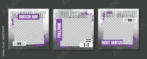 Sport social media post template , Football Match day , Full time , Next match Best player