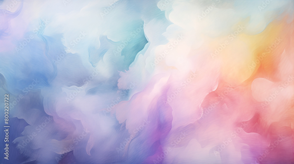 Pastel Dreamlike Smoke Clouds, Soft Hues, Tranquil Abstract Background with Copy Space