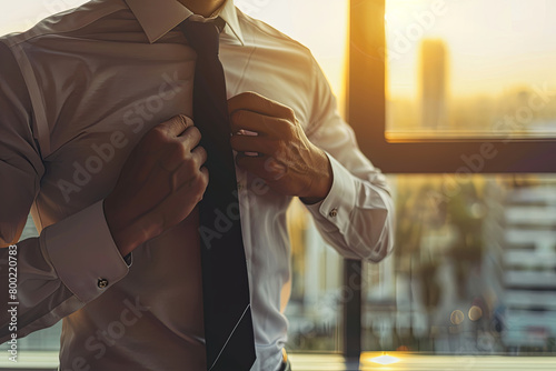 Business man take off tie after working hour
 photo