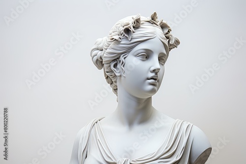 Gypsum copy of Ancient Statue Venus head isolated on white background. Plaster white Sculpture Woman face