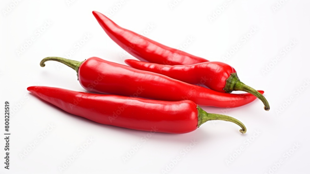 Food photography - Group of red chili peppers, isolated on white background