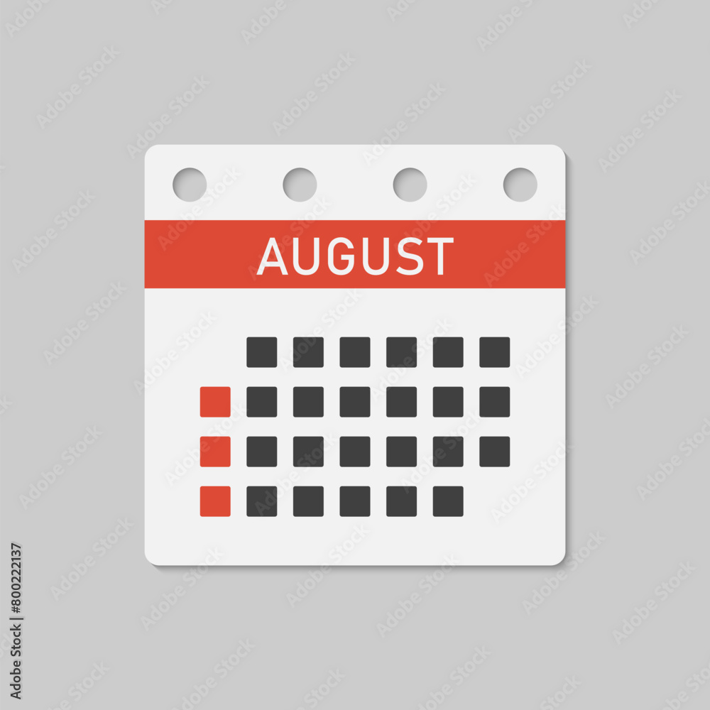 Vector template icon page calendar, month August Vector template icon page calendar, month August
