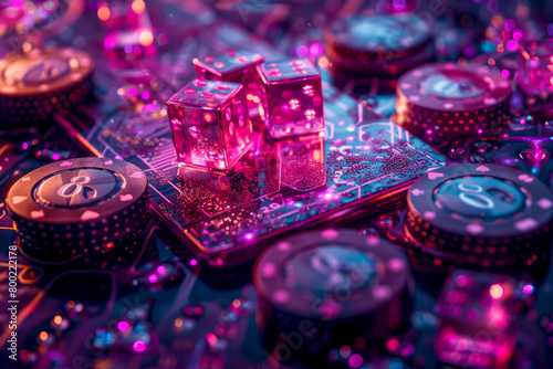 Vibrant and Artistic iGaming Platform: A Stunning Fusion of Purple, Pink, and Golden Hues