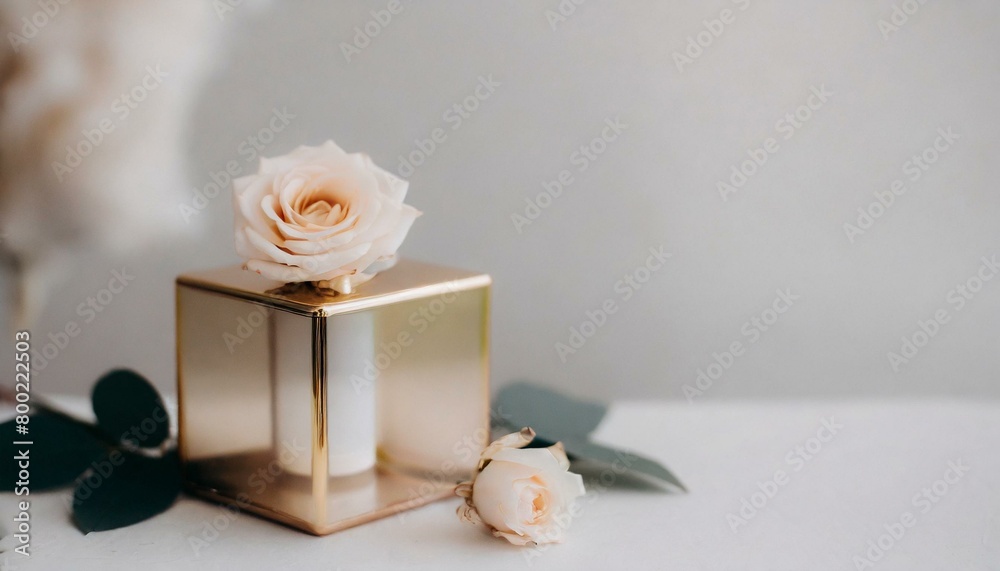 gift box with rose. background with copy space gift box with rose. background with copy space