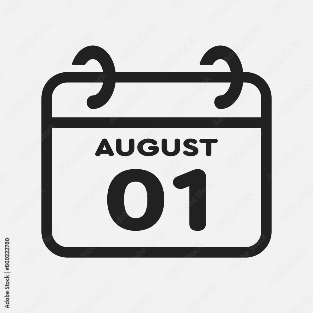 Icon page calendar day - 1 August Icon page calendar day - 1 August