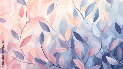 Wallpaper Mural Enchanted Twilight Forest Leaves Pattern Pink and White with Light Orange and Sky-Blue Accents - Delicate Floral Studies Featuring Light Yellow, Light Green, Light Purple, and Light Orange Hues Torontodigital.ca