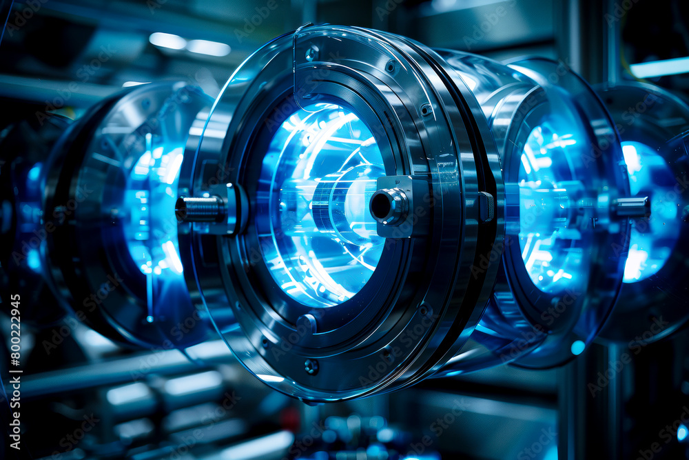 AI Blue Cyber Machine: Futuristic Transparency in a Dark Studio Setting AI Blue Cyber Machine: Futuristic Transparency in a Dark Studio Setting