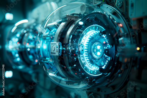 Translucent Cyber Blue AI Trio: Futuristic Machines in Cinematic Studio Shot