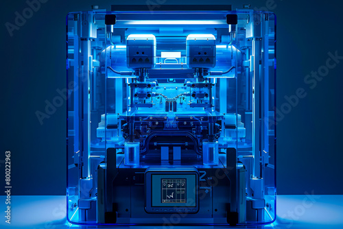 Blue Horizon: A Futuristic Machine's Translucent View