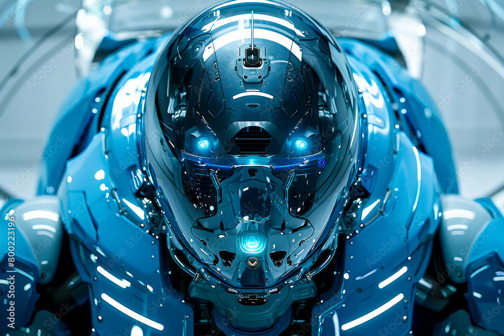 Fototapeta premium AI Futuristic Machine: Cyber Blue III - A Transparent View