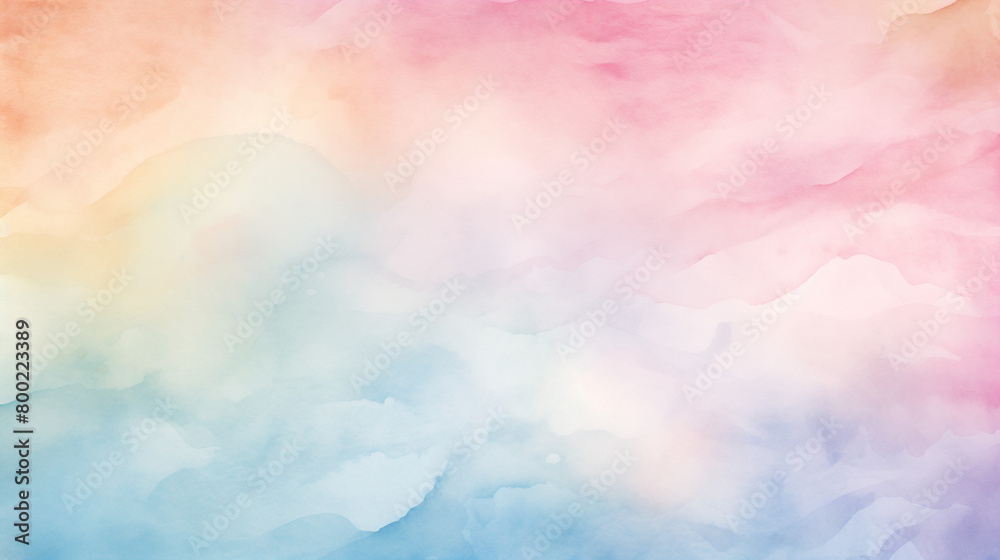 Soft Shading Watercolor Background with Rainbowcore Aesthetic: Featuring Various Colors Blended with Light Aquamarine and Pink Tones, Embellished with Delicate Washes for a Dreamy and Colorful Appeal