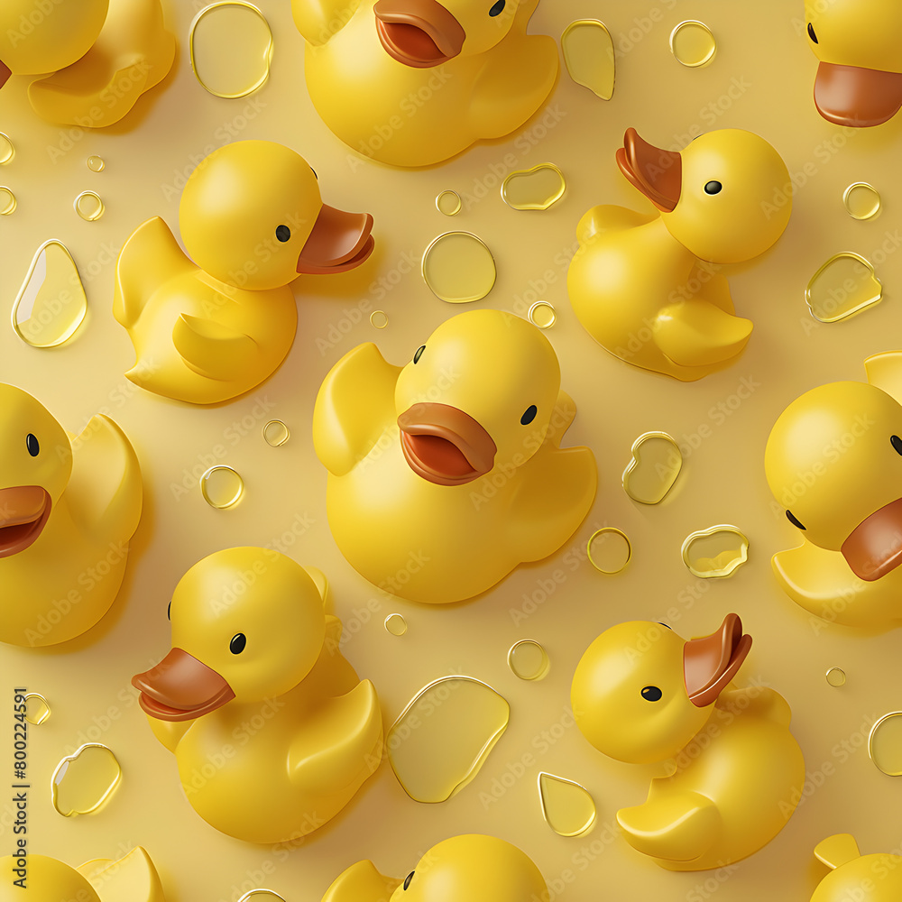A group of yellow rubber ducks are sitting on a yellow background. The ducks are all different sizes and are arranged in a pattern. Scene is playful and cheerful. Generative AI A group of yellow rubber ducks are sitting on a yellow background. The ducks are all different sizes and are arranged in a pattern. Scene is playful and cheerful. Generative AI