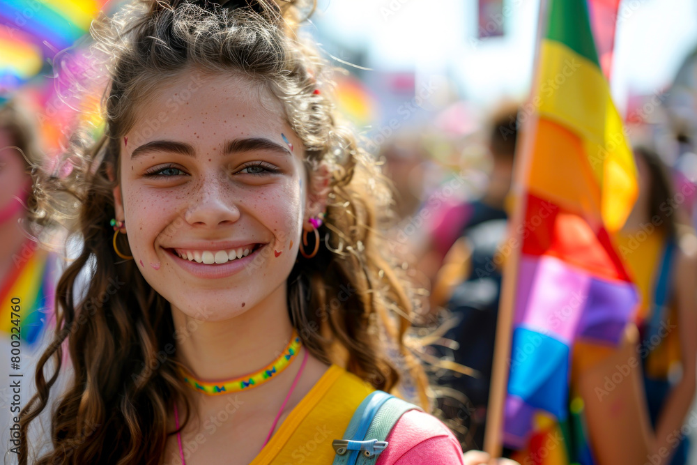 Empowering Diversity: Capturing LGBTQ+ Advocates at Pride Month Parade with Rainbow Flags Empowering Diversity: Capturing LGBTQ+ Advocates at Pride Month Parade with Rainbow Flags