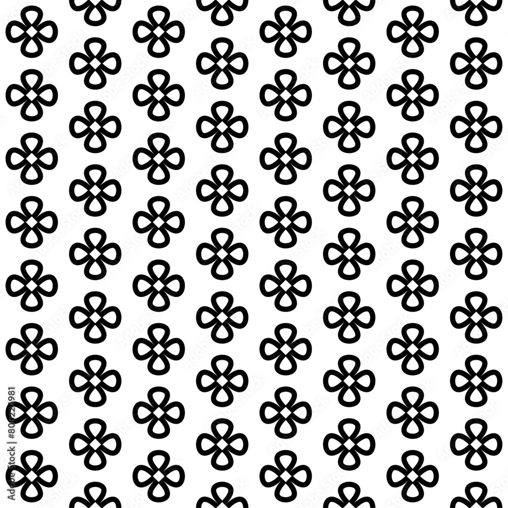 Black and white seamless pattern, simple flower Black and white seamless pattern, simple flower