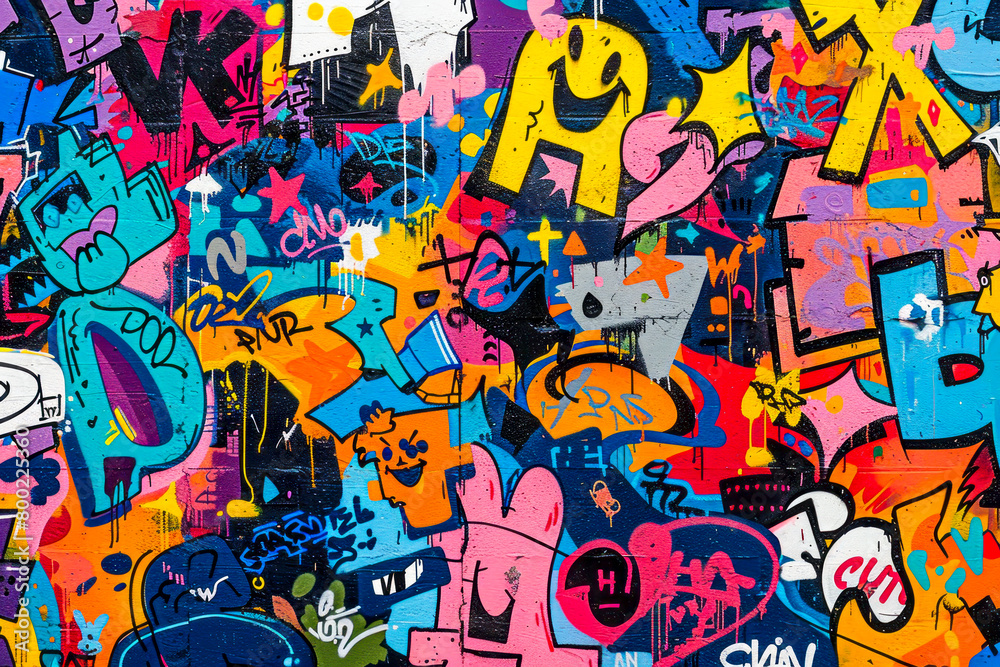 Vibrant Urban Graffiti Art: Seamless Pattern Background Inspired by Street Culture and Contemporary Art Movements