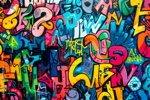 Vibrant Urban Graffiti Art Seamless Pattern: Capturing the Energy and Creativity of Street Culture Through Colorful Tags and Murals