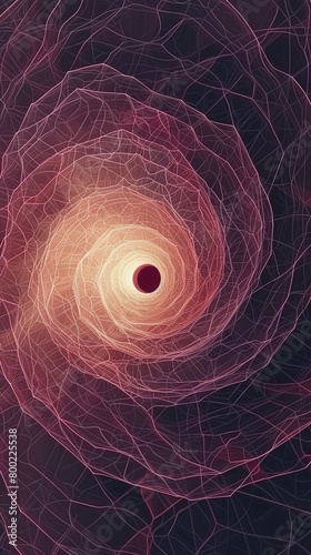 A multicolored singularity within a black hole, depicted against an abstract bright cosmic background in outer space