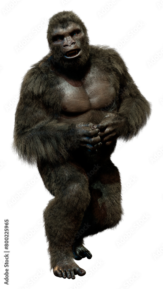 3D Rendering Black Gorilla Ape on White 3D Rendering Black Gorilla Ape on White