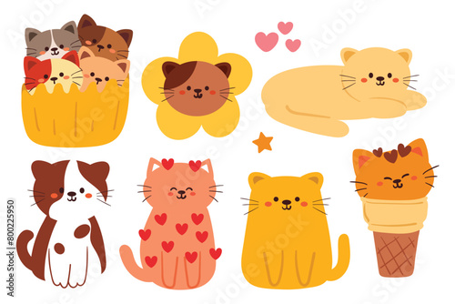 hand drawing cute cartoon animals sticker set