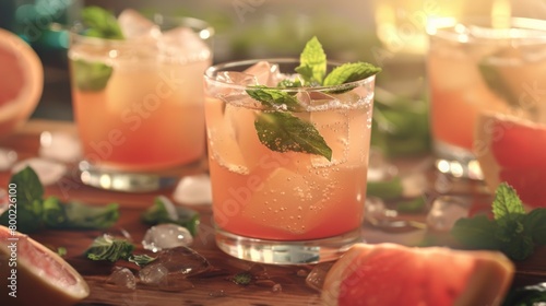 Wallpaper Mural A refreshing cocktail featuring red pomelo juice, vodka, and a sprig of mint, capturing the versatility of the fruit  Torontodigital.ca