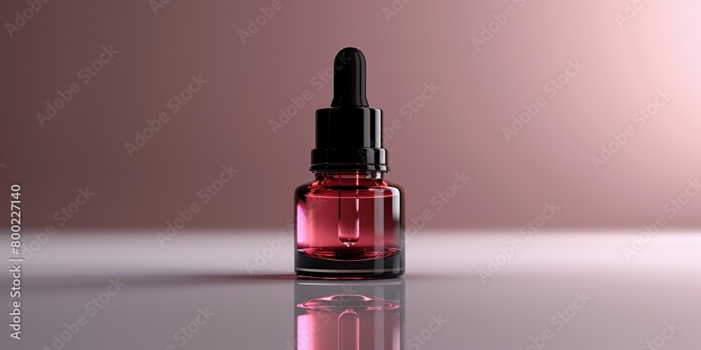 A glass bottle with a pipette contains organic oil, symbolizing natural beauty and skincare A glass bottle with a pipette contains organic oil, symbolizing natural beauty and skincare