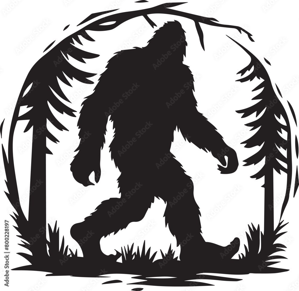Bigfoot Sasquatch Silhouette Stock Vector | Adobe Stock