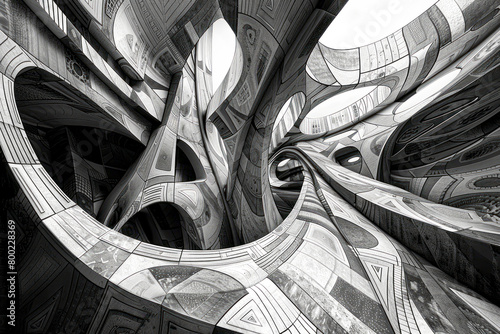 Monochrome Futurism: A Visual Exploration of Pattern in Black and White Art photo