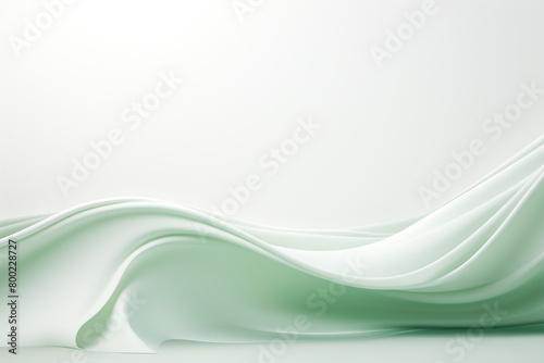 Abstract background of green wavy silk or satin. 3d render illustration