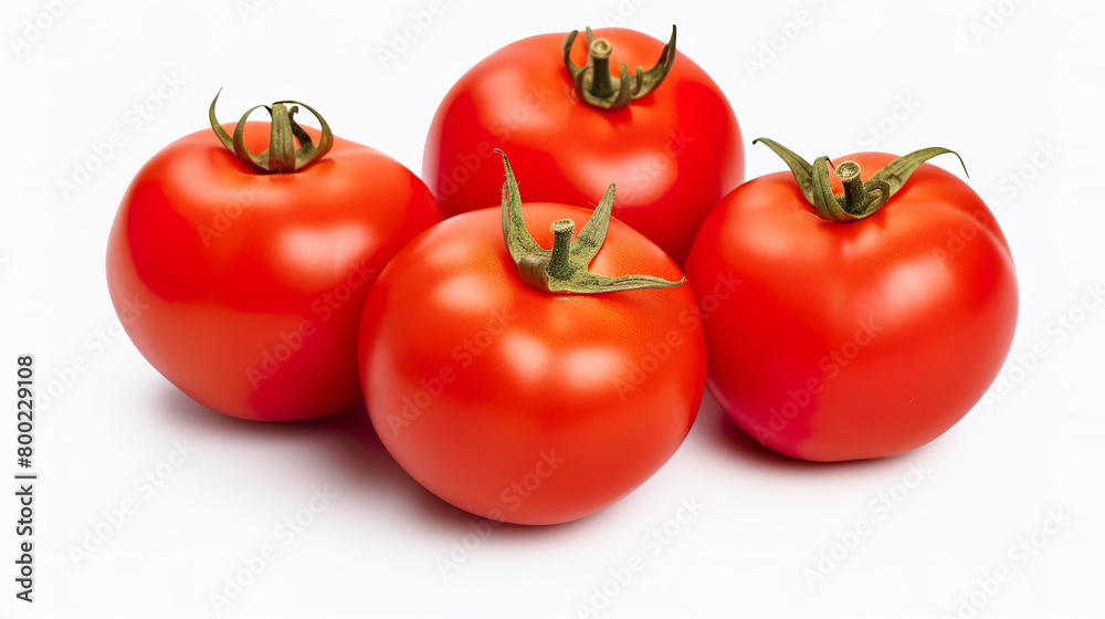 Ripe tomatoes up close against a stark white background. Ripe tomatoes up close against a stark white background.