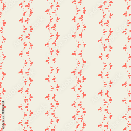 Embroidery Tie Dye Seamless Pattern. Ink Geometric Art Print. Shibory Needlework Minimalism Background. Rose Red and Beige Ethnic Monochrome Macrame Imitation. Contemporary Watercolor Japan Design.