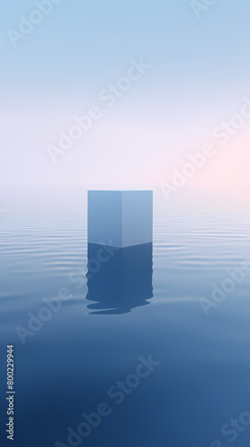 a minimalist cube floating on water