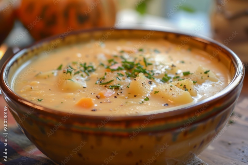 Enjoying a delicious bowl of perfect potato soup Enjoying a delicious bowl of perfect potato soup